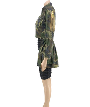 Camouflage Jacket with Stamp Chain Famale